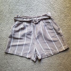 A New Day High Rise Belted Striped Linen Shorts Size Large